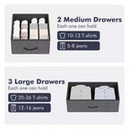 Comò a 5 cassetti per camera da letto, organizer con contenitori in tessuto, piano in legno, robusto telaio in acciaio, maniglia facile da tirare