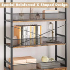 Scaffale industriale 70.87 con ante, scaffale aperto rustico a 4 ripiani, espositore rustico per camera da letto, soggiorno, ufficio domestico, marrone