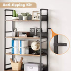 Scaffale industriale 70.87 con ante, scaffale aperto rustico a 4 ripiani, espositore rustico per camera da letto, soggiorno, ufficio domestico, marrone