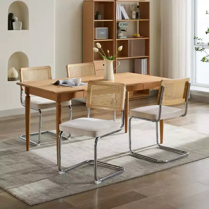 Set di 2 sedie da pranzo verde oliva di metà secolo con schienale in canna naturale e base cromata in acciaio inossidabile