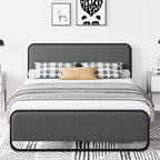 Struttura letto Queen Size con piattaforma, Struttura letto Queen Size imbottita con testiera, pediera, contenitore sotto il letto, Struttura letto moderna silenziosa con metallo robusto