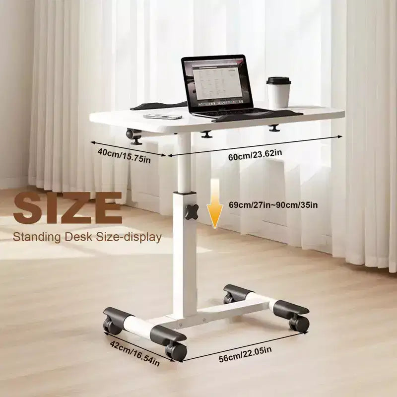 Tavolo con ruote - Scrivania portatile regolabile in altezza con ruote, tavolino laterale per l'home office
