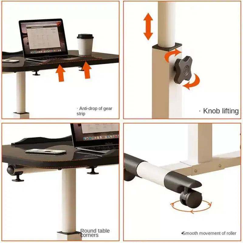 Tavolo con ruote - Scrivania portatile regolabile in altezza con ruote, tavolino laterale per l'home office