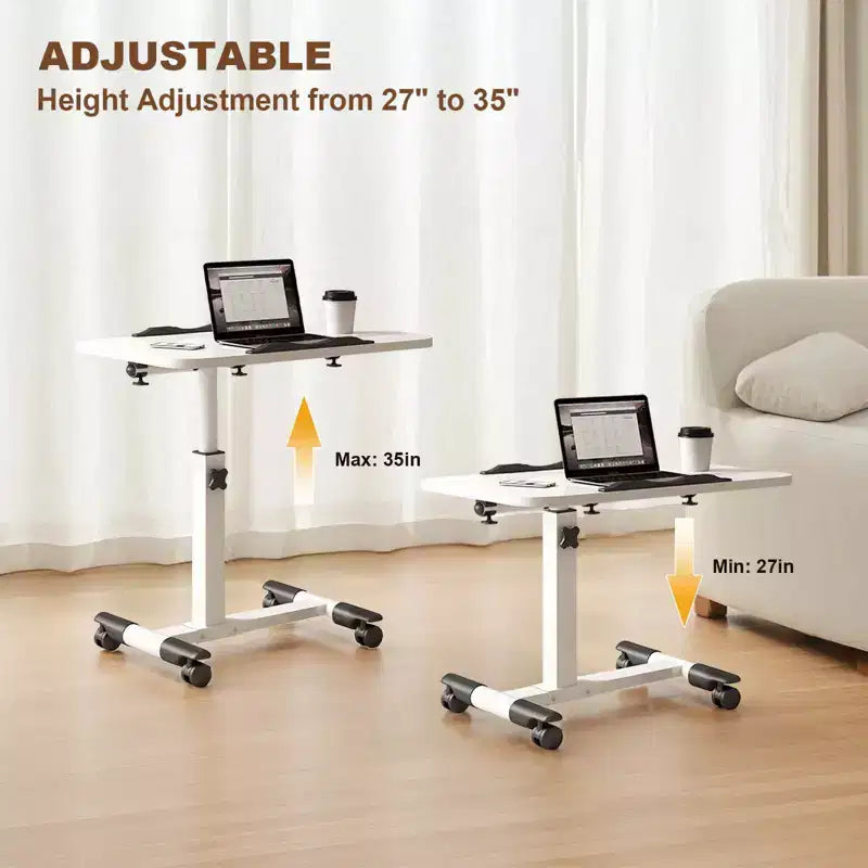 Tavolo con ruote - Scrivania portatile regolabile in altezza con ruote, tavolino laterale per l'home office