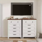 Cassettiera verticale autoportante alta 105 cm con cassetti, cassettiera in legno per soggiorno, camera da letto, ingresso, camera da letto, bianco + marrone