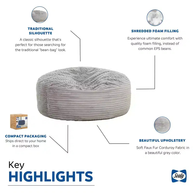 HomeStock Kade Pouf a sacco in ecopelliccia da 6 piedi