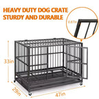 Gabbia Kennel Cuccia per Cani Robusta, Acciaio Indistruttibile Anti-Fuga, Ruote Bloccabili a 360°, Vassoio Estraibile, Design con Apertura Superiore, per Cani di Taglia Media e Grande