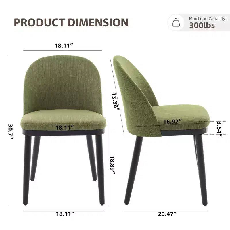 Sedie da pranzo, set di 2 sedie da cucina imbottite in lino - Sedie moderne con struttura in legno e cuscini spessi per sala da pranzo Beige