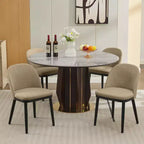 Sedie da pranzo, set di 2 sedie da cucina imbottite in lino - Sedie moderne con struttura in legno e cuscini spessi per sala da pranzo Beige