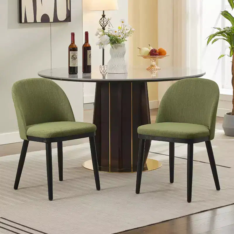 Sedie da pranzo, set di 2 sedie da cucina imbottite in lino - Sedie moderne con struttura in legno e cuscini spessi per sala da pranzo Beige