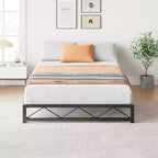 Metal Platform Bed Frame with Wave Headboard & Footboard, Steel Slat Support, Noise-Free, No Box Spring Needed, Twin/Full/Queen/King