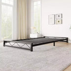 Struttura Letto con Piattaforma in Metallo con Testiera e Pediera Ondulate, Supporto a Doghe in Acciaio, Senza Rumore, Nessuna Rete a Molle Necessaria, Singolo/Matrimoniale Francese/Queen/King