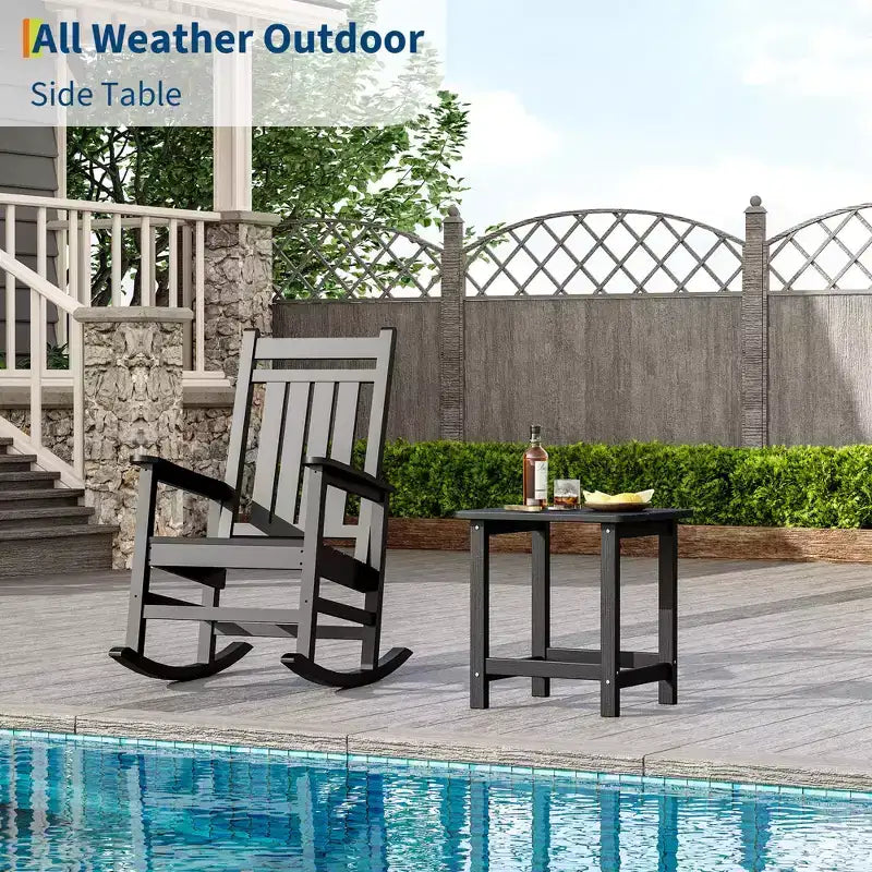 1 Tavolo Laterale Quadrato da Esterno Adirondack in HDPE, Tavolini da Patio, Tavolino Piccolo Durevole per Spiaggia, Piscina, Giardino