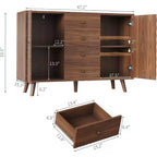 Mobile credenza da 120 cm con 4 cassetti, grande mobile credenza con spazio di archiviazione, mobile credenza rustico in legno con 2 ante, per la casa
