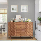 Mobile credenza da 120 cm con 4 cassetti, grande mobile credenza con spazio di archiviazione, mobile credenza rustico in legno con 2 ante, per la casa