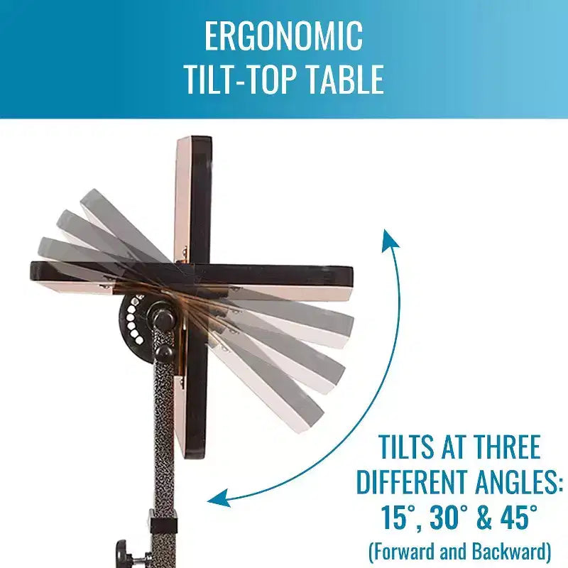 Tavolo da letto DMI Tilt-Top, Comodino con Ruote, Tavolo da Letto per Ospedale, Vassoi da Letto per Mangiare, Vassoi da Letto, Vassoio con Rotelle Altezza 64.7-97.8 cm
