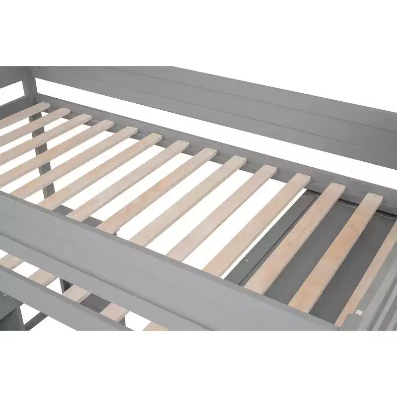 Letto a soppalco singolo in legno con armadi e scrivania, struttura letto a soppalco alto con 2 cassetti e armadietto per bambini, ragazzi e adulti