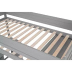 Letto a soppalco singolo in legno con armadi e scrivania, struttura letto a soppalco alto con 2 cassetti e armadietto per bambini, ragazzi e adulti