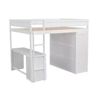 Letto a soppalco singolo in legno con armadi e scrivania, struttura letto a soppalco alto con 2 cassetti e armadietto per bambini, ragazzi e adulti