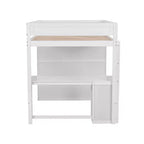 Letto a soppalco singolo in legno con armadi e scrivania, struttura letto a soppalco alto con 2 cassetti e armadietto per bambini, ragazzi e adulti