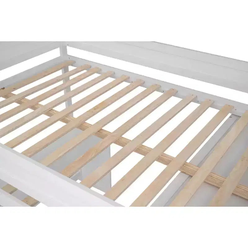 Letto a soppalco singolo in legno con armadi e scrivania, struttura letto a soppalco alto con 2 cassetti e armadietto per bambini, ragazzi e adulti