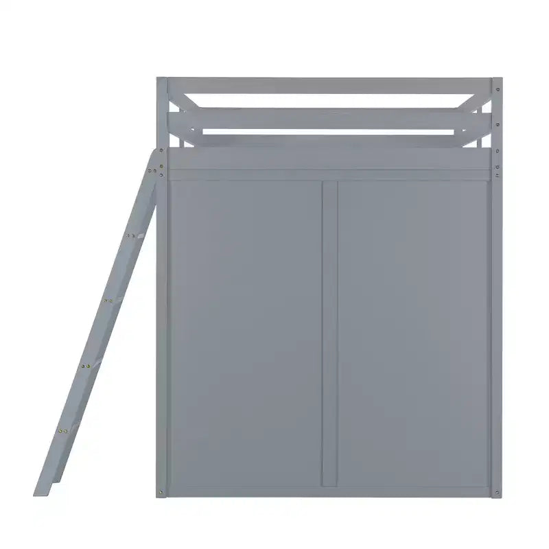 Letto a soppalco full size per bambini con armadio e scrivania, struttura a soppalco alta full in legno con mensole portaoggetti