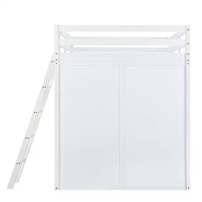 Letto a soppalco full size per bambini con armadio e scrivania, struttura a soppalco alta full in legno con mensole portaoggetti