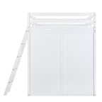 Letto a soppalco full size per bambini con armadio e scrivania, struttura a soppalco alta full in legno con mensole portaoggetti