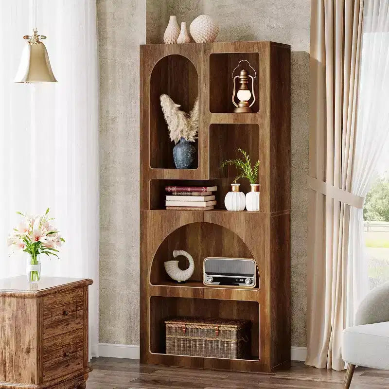Lantine Modern 70.87 Libreria Geometrica, Libreria ad Arco con 5 Ripiani Contenitori, Scaffale Espositivo Aperto per Soggiorno, Camera da Letto