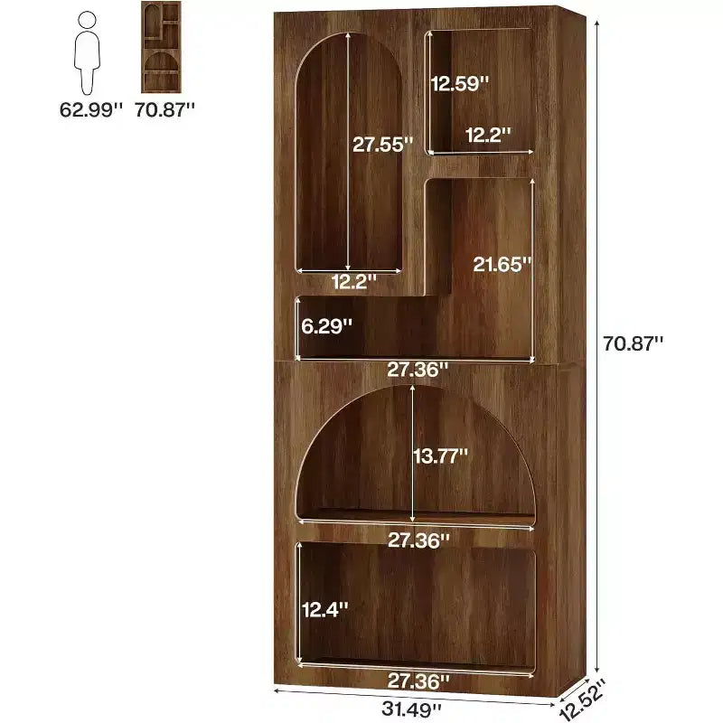 Lantine Modern 70.87 Libreria Geometrica, Libreria ad Arco con 5 Ripiani Contenitori, Scaffale Espositivo Aperto per Soggiorno, Camera da Letto