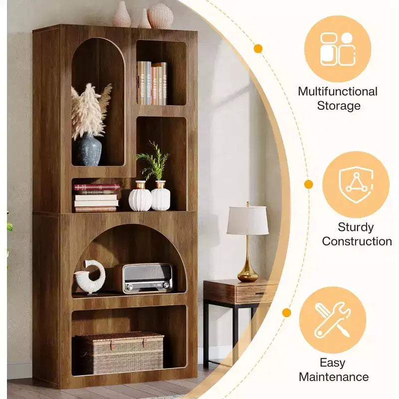 Lantine Modern 70.87 Libreria Geometrica, Libreria ad Arco con 5 Ripiani Contenitori, Scaffale Espositivo Aperto per Soggiorno, Camera da Letto