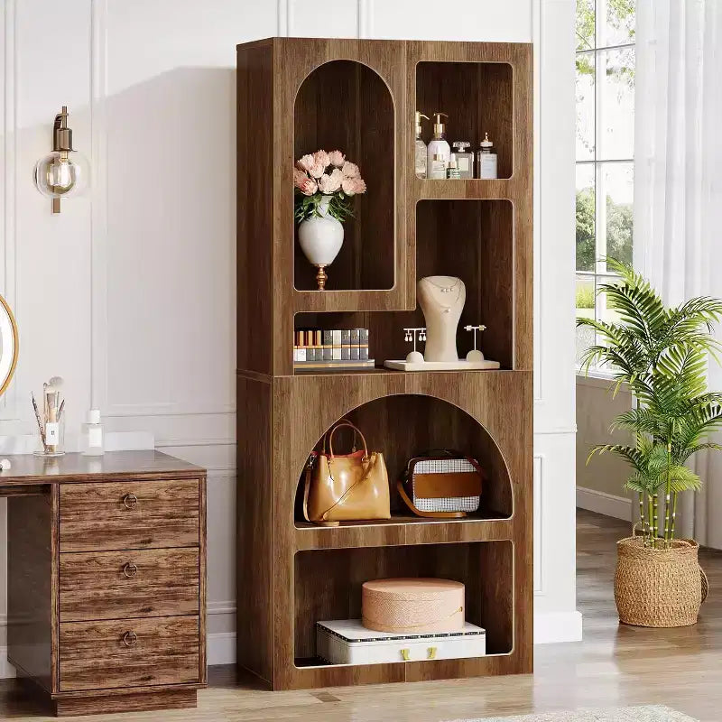 Lantine Modern 70.87 Libreria Geometrica, Libreria ad Arco con 5 Ripiani Contenitori, Scaffale Espositivo Aperto per Soggiorno, Camera da Letto