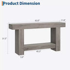 Coolmee Tavolino Consolle da 160 cm, Tavolino Consolle in Stile Rustico per Soggiorno, Tavolino da Divano a 2 Livelli con Ripiano, Tavolino da Ingresso in Legno
