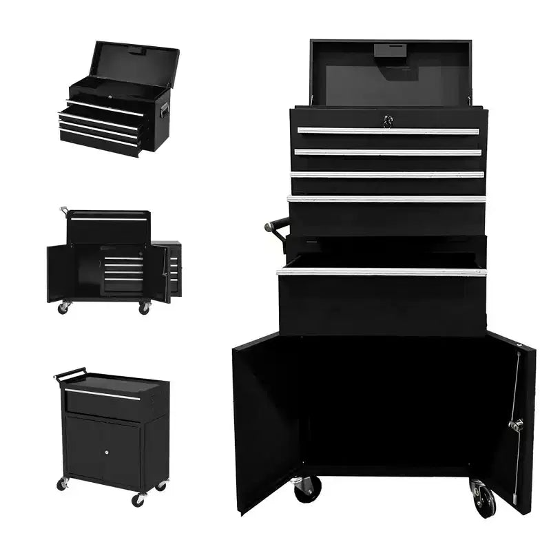 Rolling Tool Chest with Detachable Top Toolbox, 5-Drawer Tool Storage Cabinet Cart with 4 Wheels, Rust Resistant for Garage Workshop