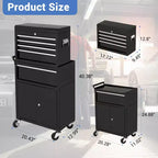 Cassetta degli attrezzi con rotelle e bauletto superiore staccabile, carrello portautensili a 5 cassetti con 4 ruote, resistente alla ruggine per officina e garage