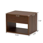 Sandinrayli Comodini Set da 2, Comodino con Cassetto, Comodino Sospeso con Ripiano Portaoggetti Aperto, Tavolini da Comodino in Legno da Parete, Noce Marrone