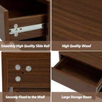 Sandinrayli Comodini Set da 2, Comodino con Cassetto, Comodino Sospeso con Ripiano Portaoggetti Aperto, Tavolini da Comodino in Legno da Parete, Noce Marrone