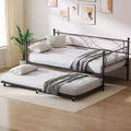 Twin Size Daybed, Metal Daybed Frame with Trundle, Heavy Duty Metal Slats, Mattress Foundation Platform Sofa Bed