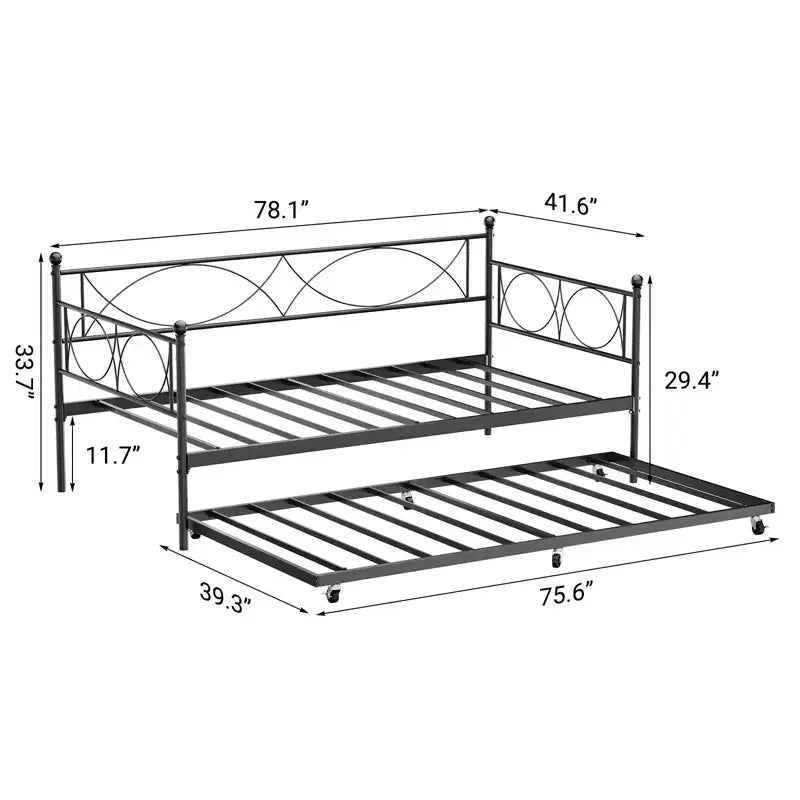 Divano Letto Singolo, Struttura Divano Letto in Metallo con Letto Estraibile, Doghe in Metallo Resistenti, Base per Materasso Piattaforma Divano