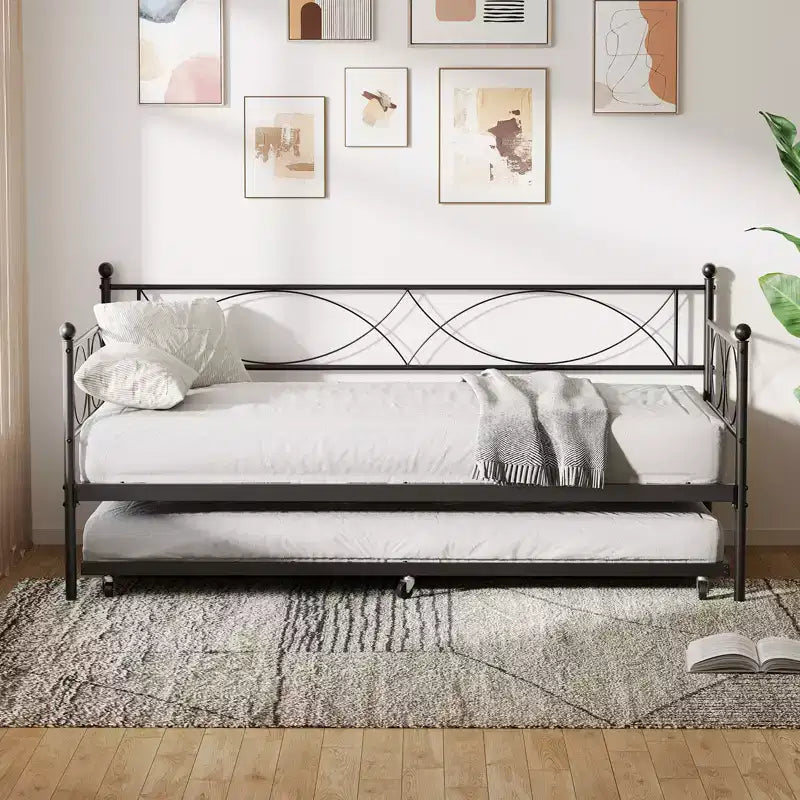 Divano Letto Singolo, Struttura Divano Letto in Metallo con Letto Estraibile, Doghe in Metallo Resistenti, Base per Materasso Piattaforma Divano