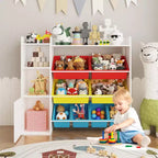 Contenitore per giocattoli per bambini con 8 contenitori rimovibili, organizer a 4 livelli per libri e giocattoli per la camera da letto