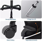 Sedia da ufficio in rete con supporto lombare regolabile, braccioli ribaltabili e ruote, comoda sedia da computer