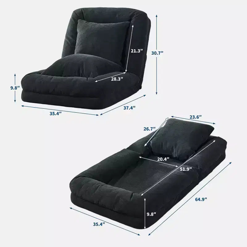 64,9 Grande pouf per adulti e animali domestici con 5 posizioni regolabili, 2 morbidi cuscini, chaise longue a pouf in ciniglia
