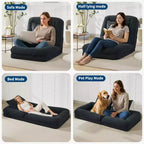64,9 Grande pouf per adulti e animali domestici con 5 posizioni regolabili, 2 morbidi cuscini, chaise longue a pouf in ciniglia
