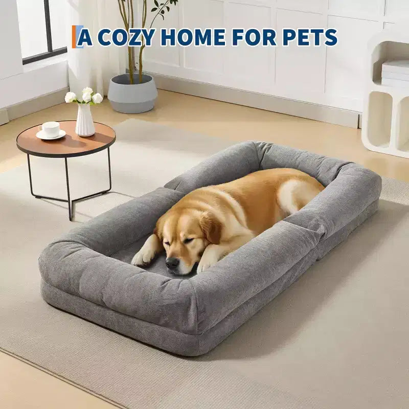 64,9 Grande pouf per adulti e animali domestici con 5 posizioni regolabili, 2 morbidi cuscini, chaise longue a pouf in ciniglia