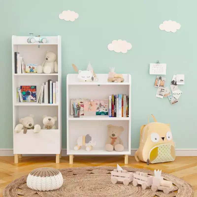 Libreria a 4 livelli per bambini, Espositore per libri per bambini, Organizzatore di armadietti per giocattoli, Libreria moderna per cameretta dei bambini, asilo nido