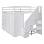 Letto a soppalco intero in pile orsetto con mensola portaoggetti e cassetti, letto a soppalco alto in legno con scrivania versatile per camera da letto
