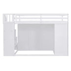 Letto a soppalco intero in pile orsetto con mensola portaoggetti e cassetti, letto a soppalco alto in legno con scrivania versatile per camera da letto