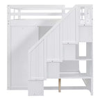 Letto a soppalco intero in pile orsetto con mensola portaoggetti e cassetti, letto a soppalco alto in legno con scrivania versatile per camera da letto
