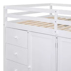 Letto a soppalco intero in pile orsetto con mensola portaoggetti e cassetti, letto a soppalco alto in legno con scrivania versatile per camera da letto